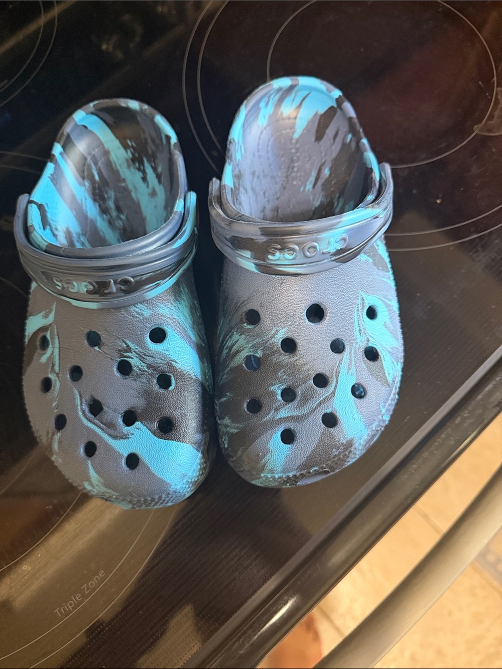 CROCS Kids' Classic Clog - Blue and Black Marble
